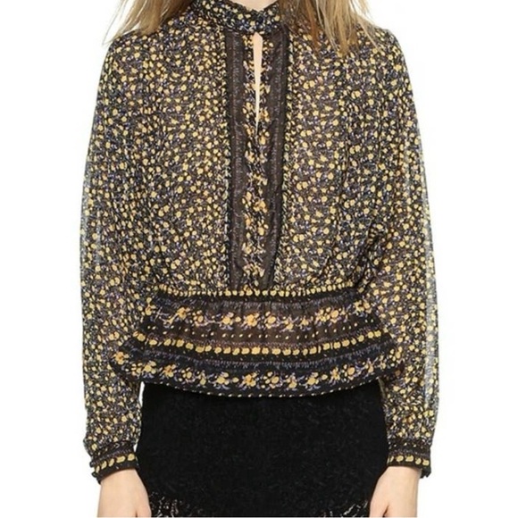 Free People Tops - Free People | If I Had You Sheet Floral Beaded Embellished Peplum Top | Sz S